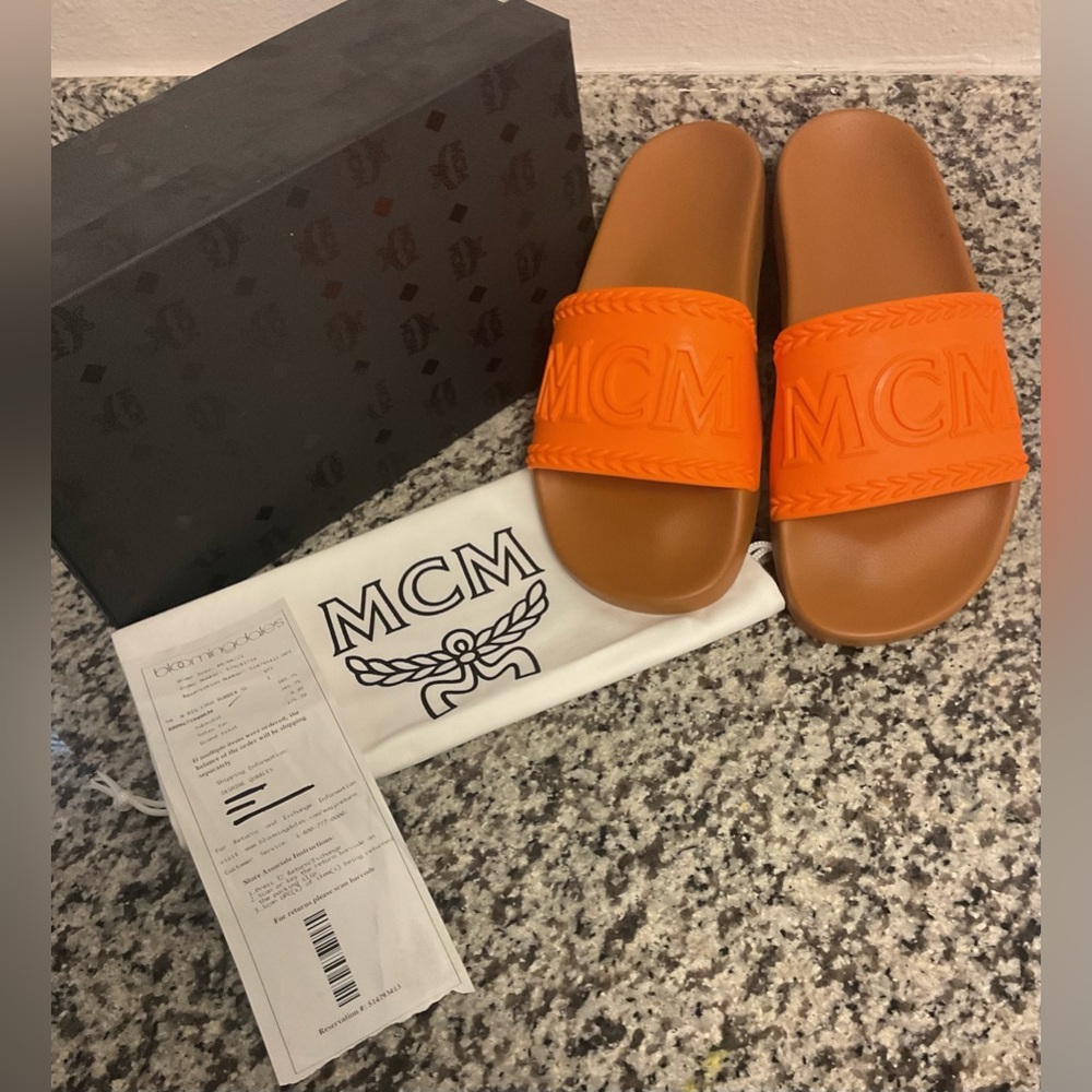 MCM Orange Slides for Women
